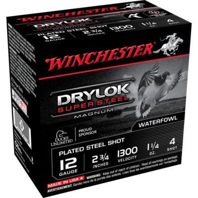 Winchester Drylok Super Steel 12 Gauge 2.75 1 1/4 oz 4 Shot XSM124 (25 Rounds)