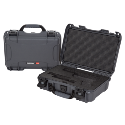 NANUK (PLASTICASE INC) Graphite Resin Handgun Case - Airline Approved  Floatable  Latches  Dust/Waterproof/Impact  Shock Resistant 909For Glock7