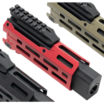 Strike Industries CEVOHG6RED Strike 6 MLok Red Aluminum with Faux Suppressor for CZ Scorpion EVO 7.72 Barrel Length