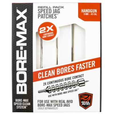 Real Avid AVBMPATCH4L BoreMax Speed Jag Patches Refill 9mm45 Cal Handgun 4L Synthetic 250 Per Box