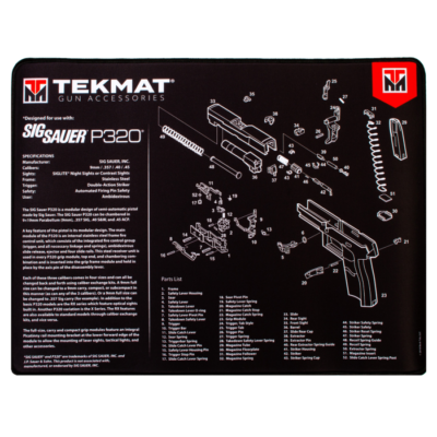 TekMat TEKR20SIGP320 Sig Sauer P320 Ultra 20 Cleaning Mat Sig P320 Parts Diagram 15 x 20
