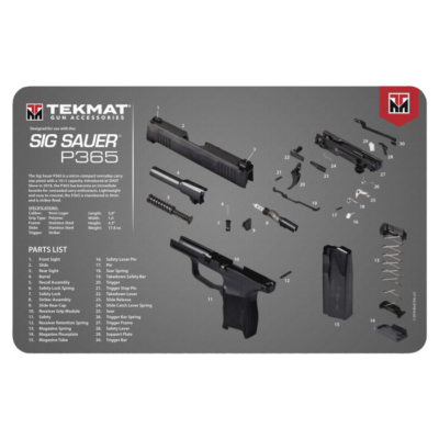 TekMat TEKR17SIG9365 Sig Sauer P365 Cleaning Mat Sig P365 Parts Diagram 11 x 17