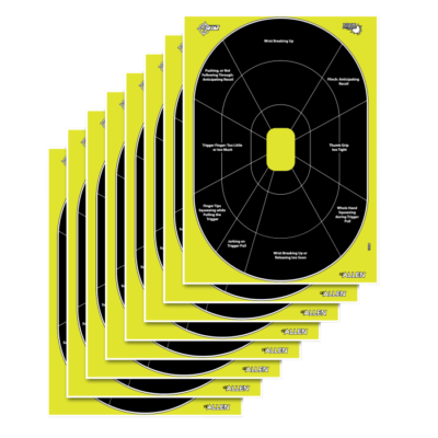 EZAim 15220 Splash Reactive Target Oval Paper Hanging Handgun 12 x 18 BlackYellow 8 Per Pkg