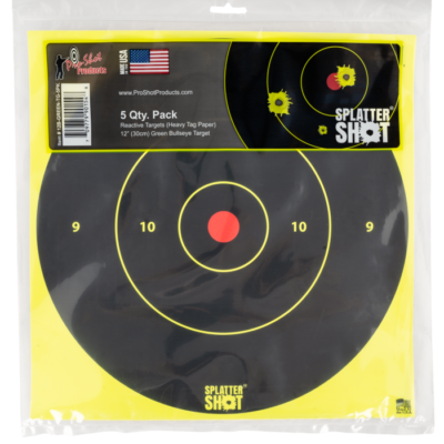 ProShot 12BGREENTG5PK SplatterShot 12 Bullseye Hanging Tagboard BlackGreen Impact Enhancement White 5 Pack