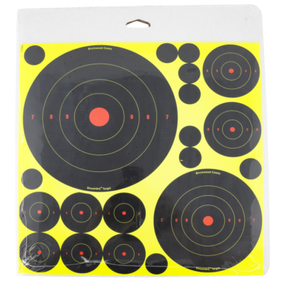 Birchwood Casey 34208 ShootNC Reactive Target Variety Pack Bullseye Adhesive Paper Target 4 Per Pkg
