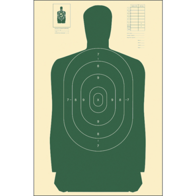 Action Target B27SGREEN100 Qualification Standard Silhouette Paper Hanging 24 x 45 GreenWhite 100 Per Box
