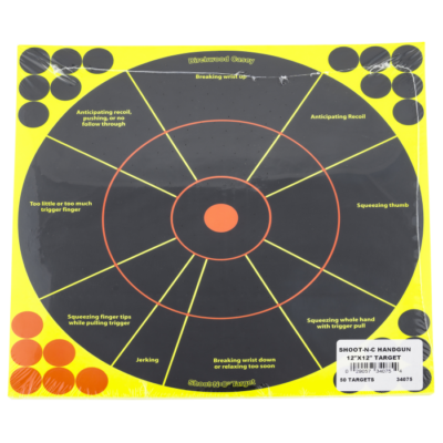 Birchwood Casey 34075 ShootNC Reactive Target Bullseye Adhesive Paper Target 12 50 Per Pkg
