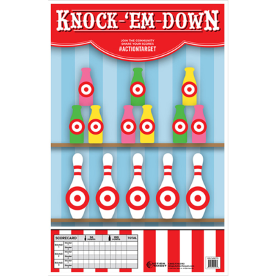 Action Target GSCARBTTL100 Entertainment KnockEmDown BottlesPins Paper Hanging 23 x 35 MultiColor 100 Per Box