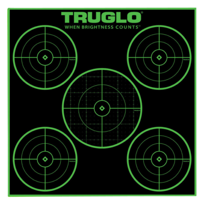 TruGlo TGTG11A25 TruSee 5Bull Target BlackGreen SelfAdhesive Heavy Paper Universal Fluorescent Green 25 Pack