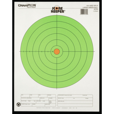 Champion Targets 45795 Score Keeper Bullseye Paper Hanging 100 yds Rifle Large Fluorescent Green Orange 12 PK