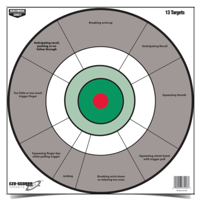 Birchwood Casey 37245 EZEScorer 12 Bullseye Paper Hanging GrayWhite 13 Per Pkg