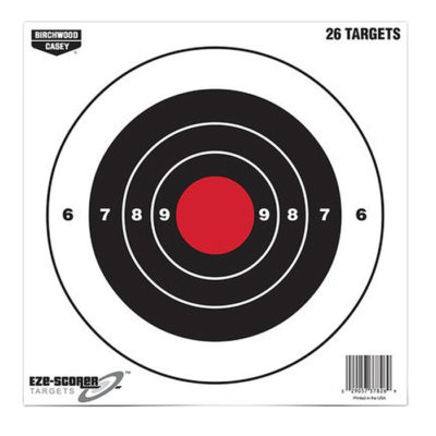 Birchwood Casey 37826 EZEScorer 8 Bullseye Paper Hanging BlackRed 26 Per Pkg
