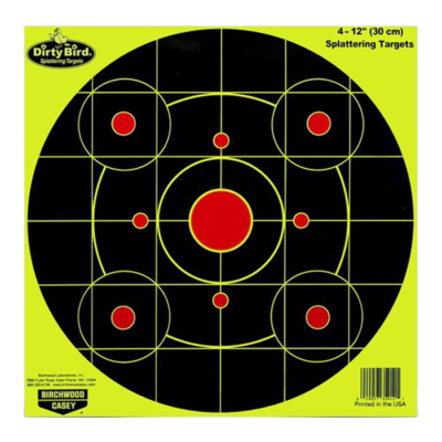 Birchwood Casey 35925 Dirty Bird 12 Bullseye Paper Hanging PistolRifle BlackYellow 25 Per Pkg