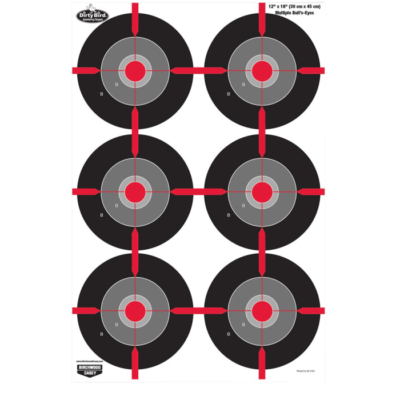 Birchwood Casey 35705 Dirty Bird Multiple Bullseye Tagboard Hanging Pistol 12 x 18 BlackRedGray White Impact Splatter 8 Per Pkg