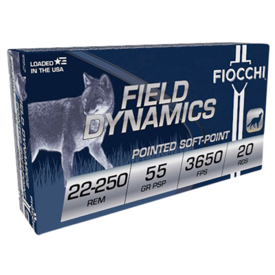 Fiocchi Field Dynamics 22-250 Rem 55 Grain Pointed Soft Point (20 Rounds)