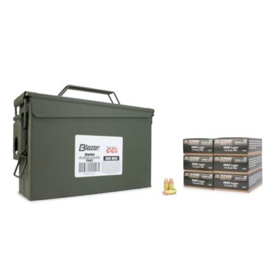 Blazer Brass 9mm 115 Gr FMJ 300 Rounds in Heavy Duty Ammo Can